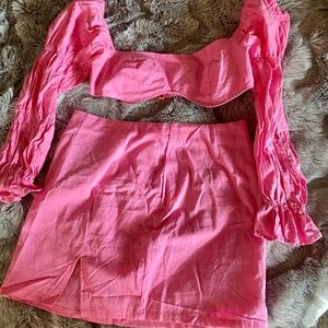 Hot Pink Crop Top Set